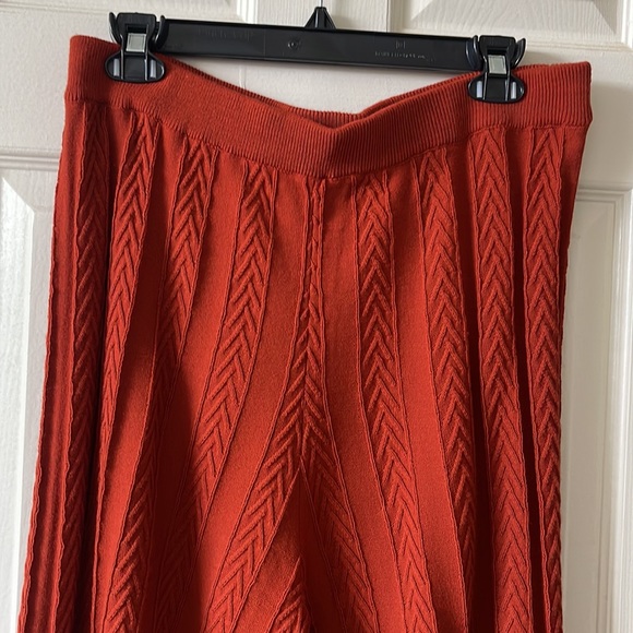 Anthropologie Cable-Knit wide-Leg Pant Set Brick Red - Picture 5 of 12